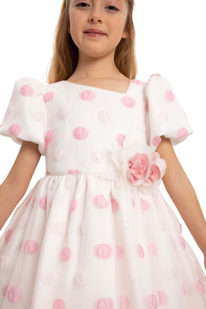 Powder Polka Dot Dress with Hair Accessory 3-7 AGE - 8