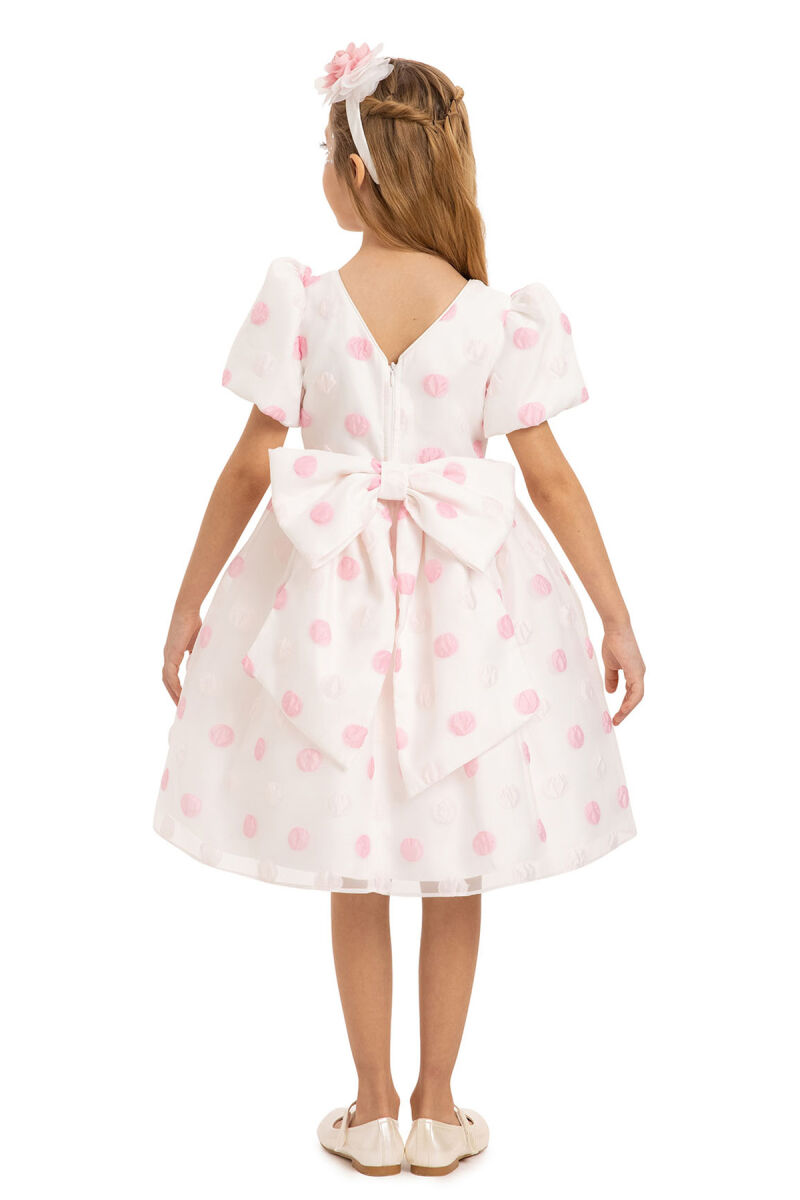 Powder Polka Dot Dress with Hair Accessory 3-7 AGE - 10