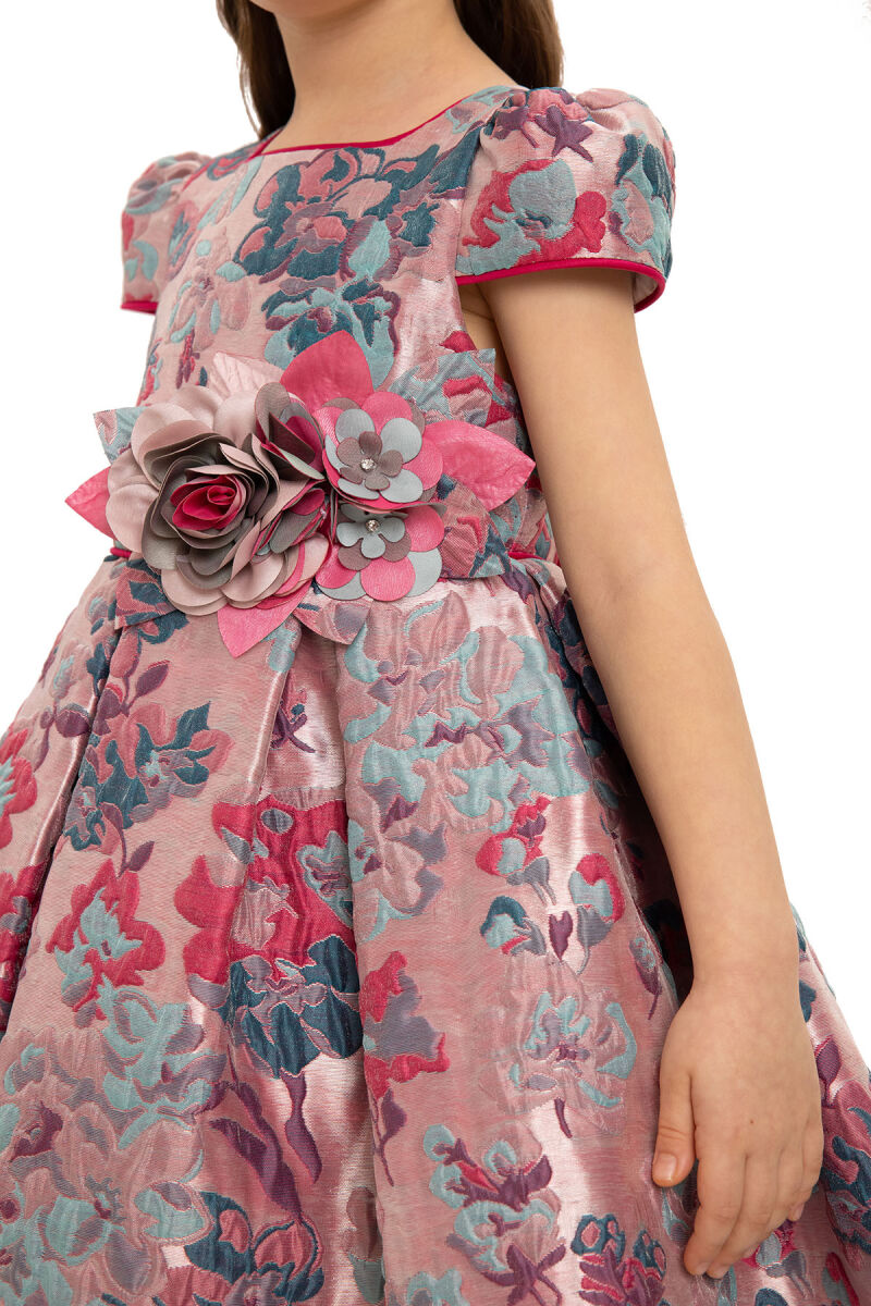 Fuchsia Floral Dress with Hair Accessory 3-7 AGE - 3