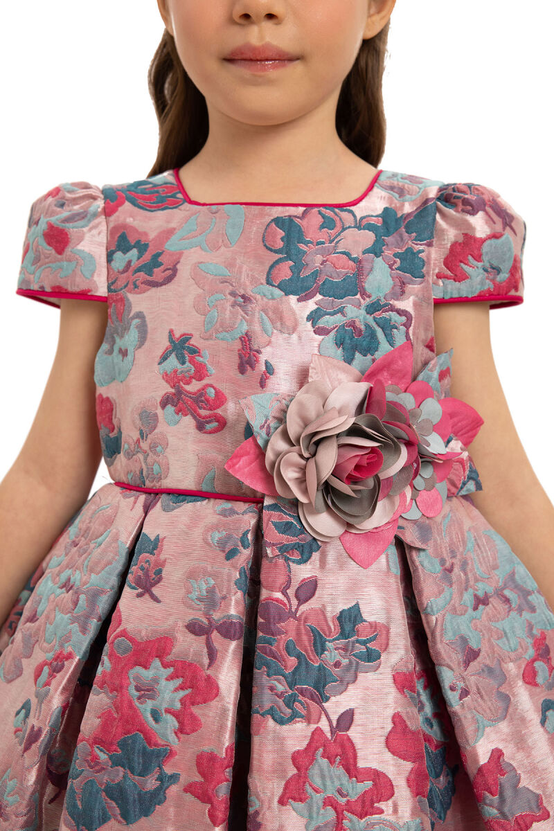 Fuchsia Floral Dress with Hair Accessory 3-7 AGE - 5