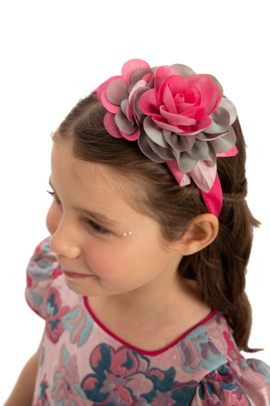 Fuchsia Floral Dress with Hair Accessory 3-7 AGE - 6