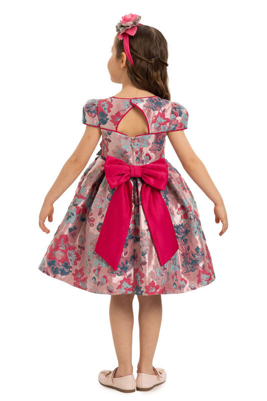 Fuchsia Floral Dress with Hair Accessory 3-7 AGE - 7