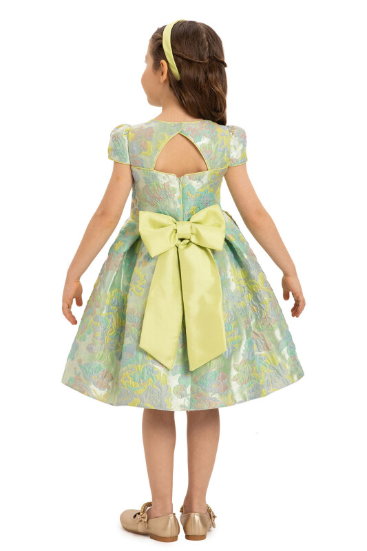 Green Floral Dress with Hair Accessory 3-7 AGE - 10