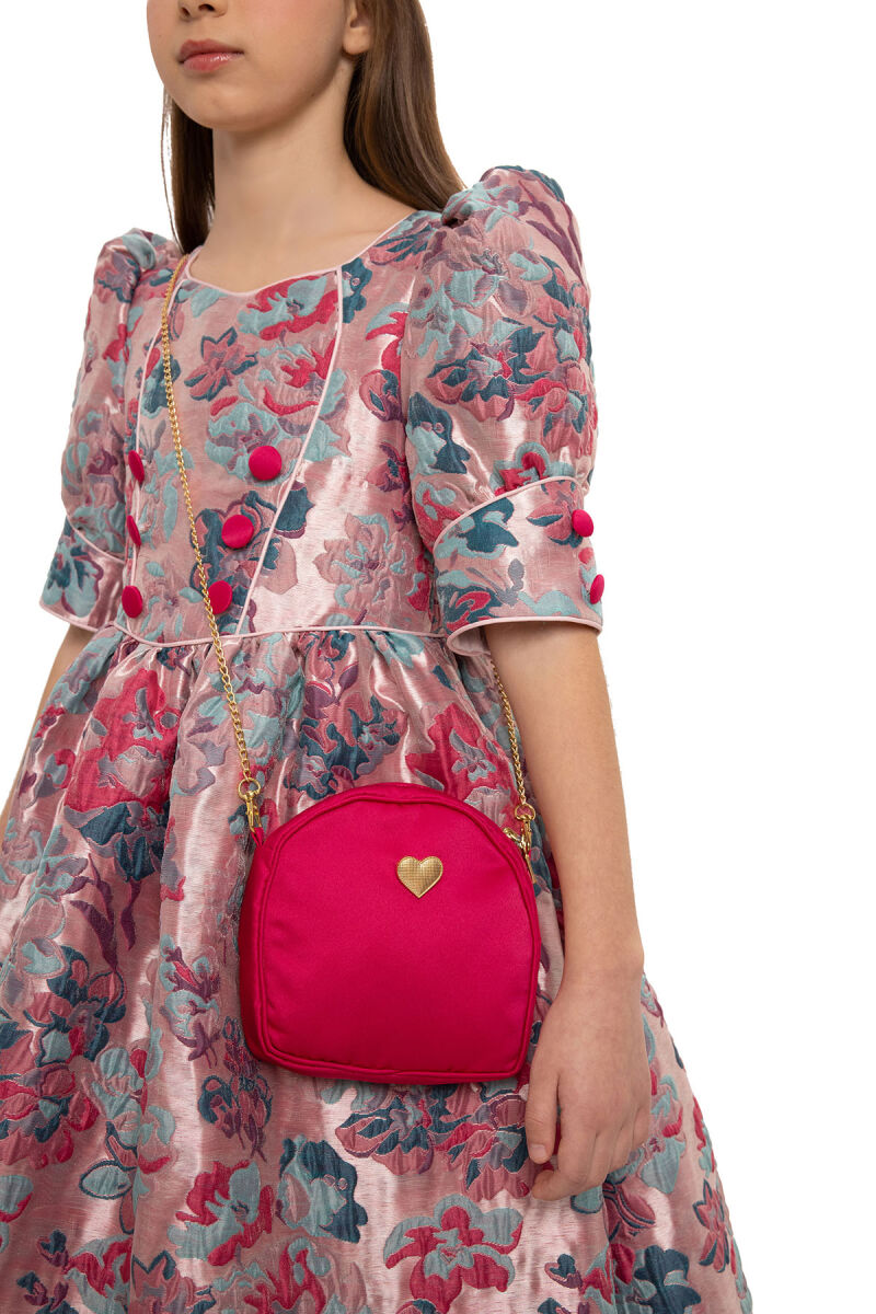 Fuchsia Jacquard Dress with Bag 8-14 AGE - 6