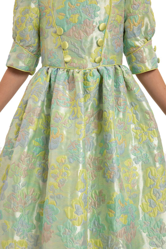 Green Jacquard Dress with Bag 8-14 AGE - 7