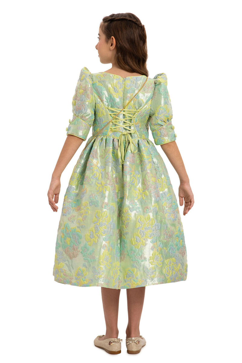 Green Jacquard Dress with Bag 8-14 AGE - 8