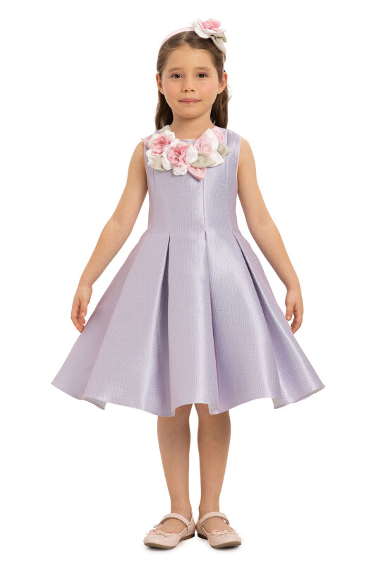 Lilac Girls Dress with Hair Accessory 3-7 AGE 