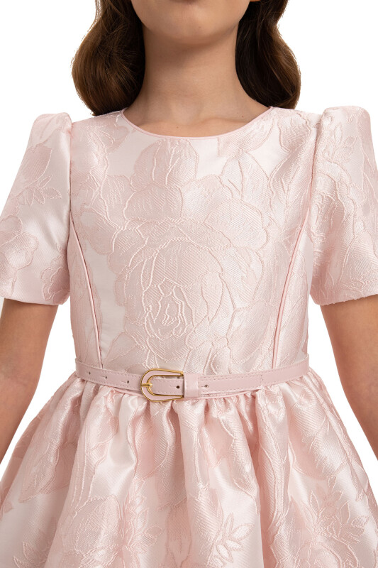 Powder Jacquard Dress with Belt and Handag 8-14 AGE - 6