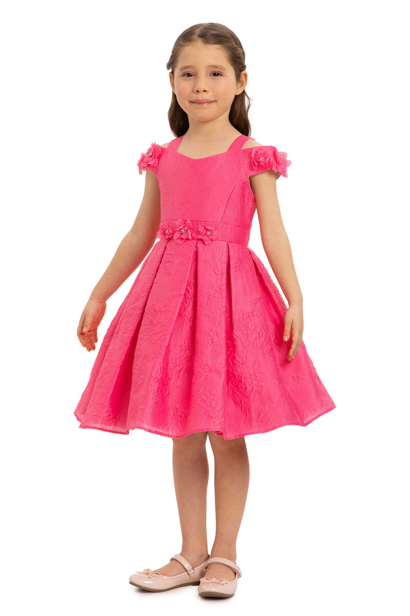 Fuchsia Girls Floral Jacquard Dress 3-7 AGE - 2