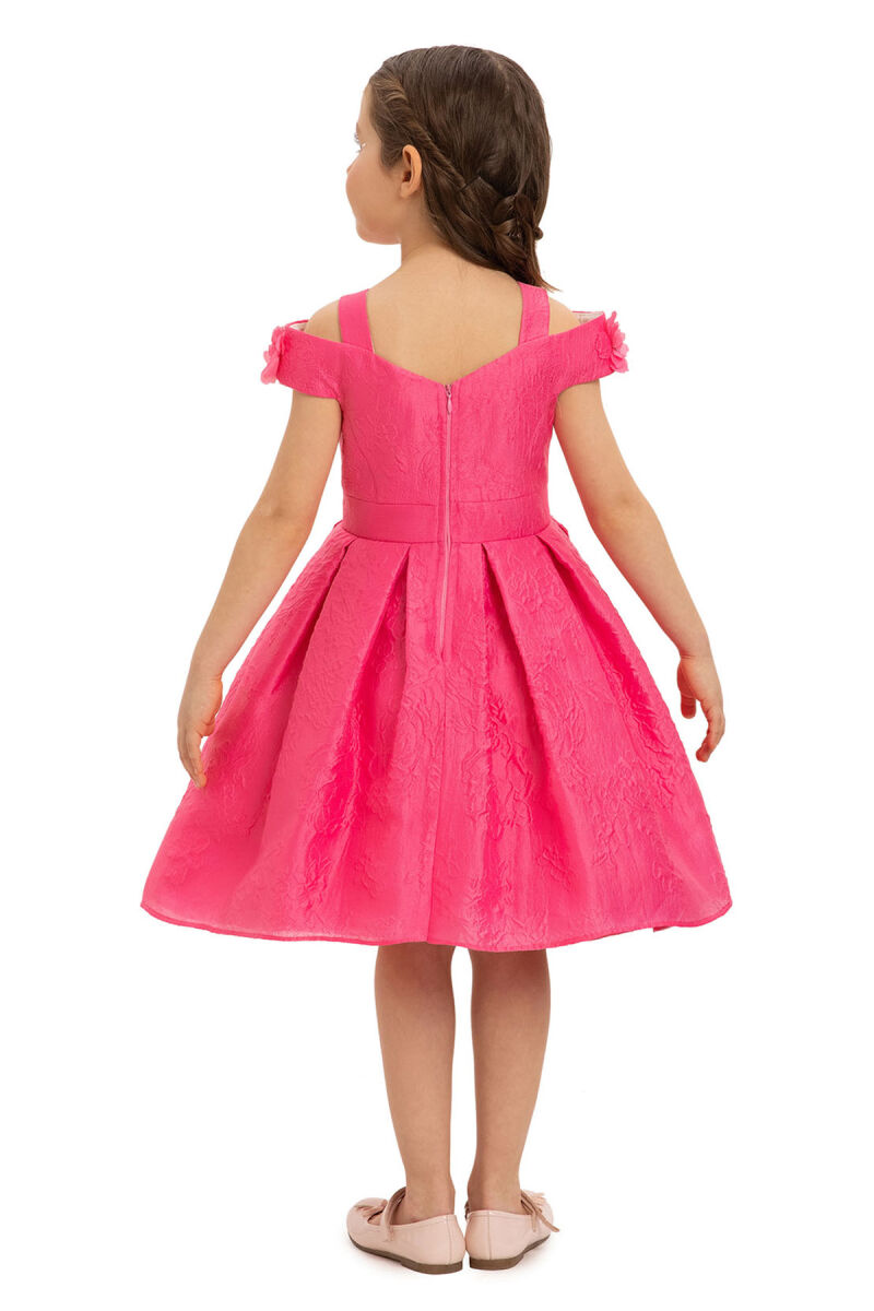 Fuchsia Girls Floral Jacquard Dress 3-7 AGE - 7