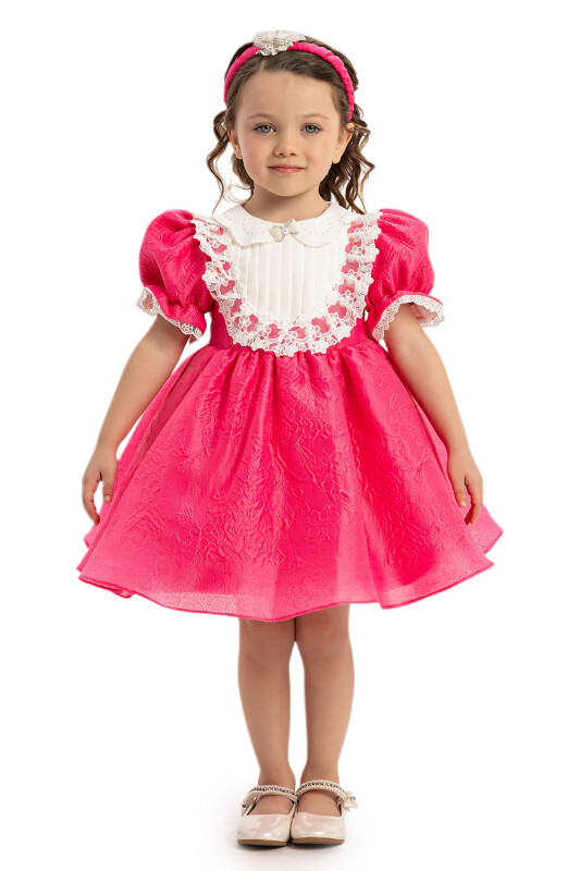 Fuchsia Baby Girl Dress with Hair Accessory 6-24 MONTH - 6