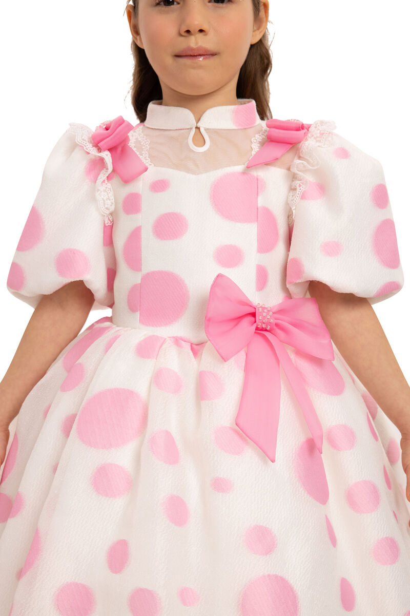 Pink Polka Dot Dress with Hair Accessory 3-7 AGE - 8