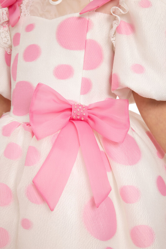 Pink Polka Dot Dress with Hair Accessory 3-7 AGE - 11