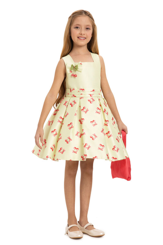 Green Cherry Dress with Matching Bag 3-7 AGE - 2