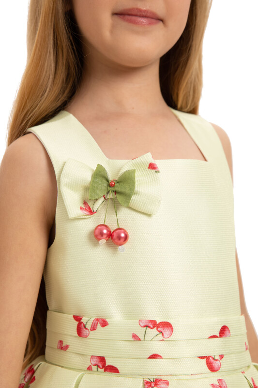 Green Cherry Dress with Matching Bag 3-7 AGE - 3