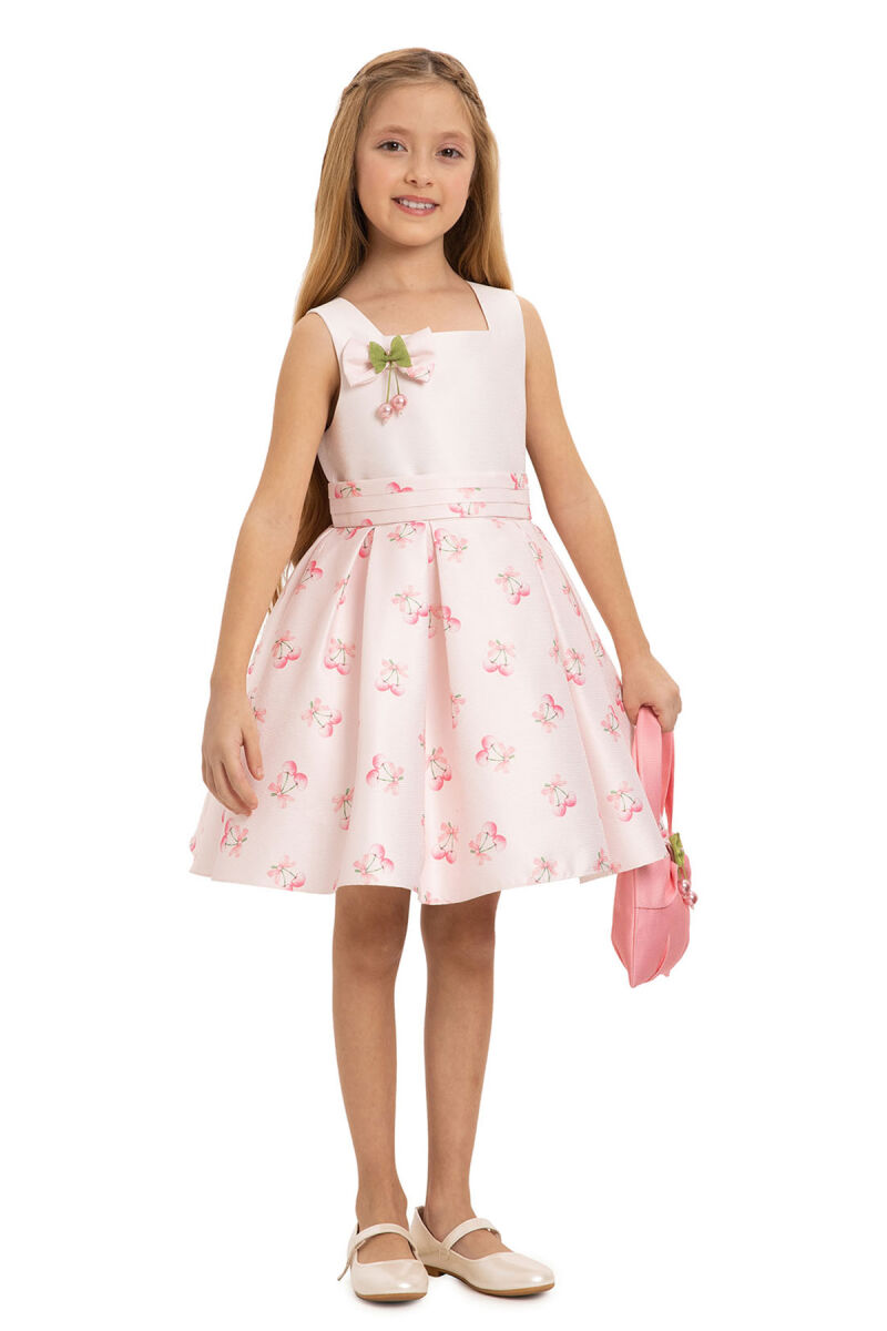 Pink Cherry Dress with Matching Bag 3-7 AGE - 2