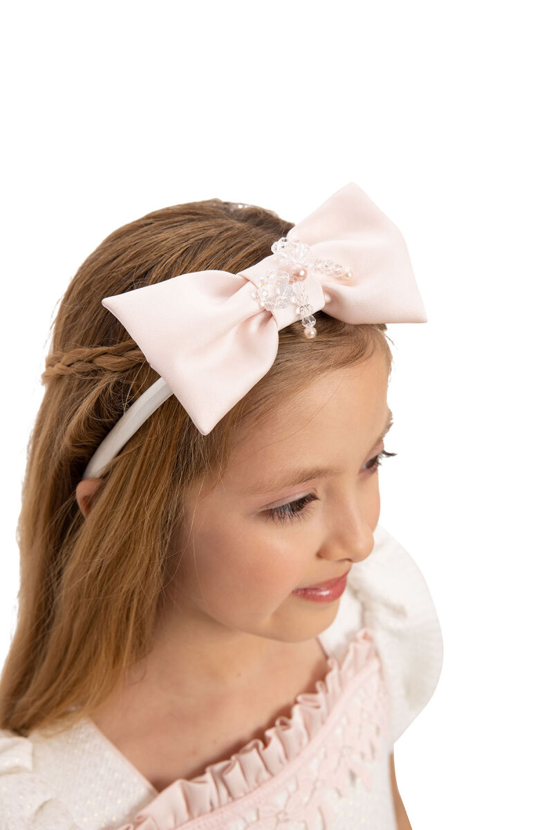 Ecru Girls Dress with Hair Accessory 3-7 AGE - 7