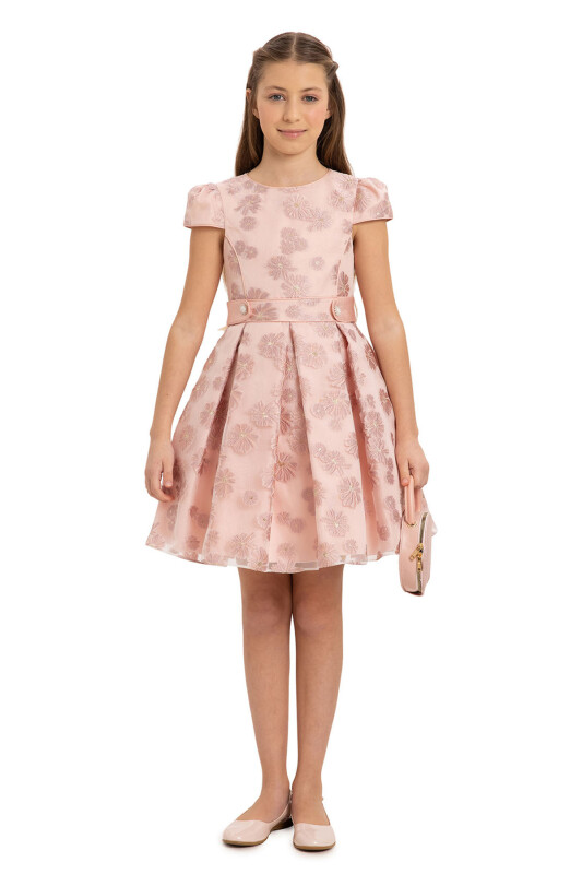 Powder Stylish Dress with Matching Bag 8-14 AGE 