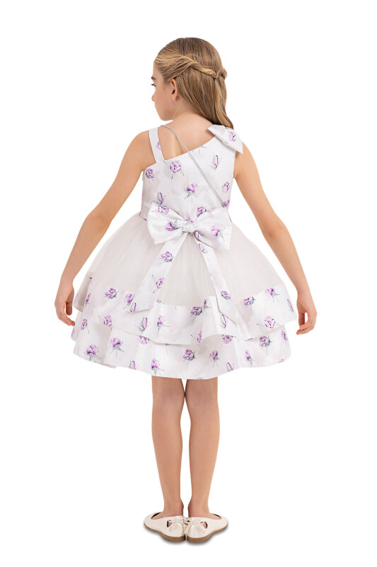 Lilac dress with tulle skirt for girls 4-8 AGE 33288PR - 7
