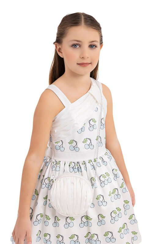 Blue Dress with Cherry for Girls 4-8 AGE 33242PR - 3
