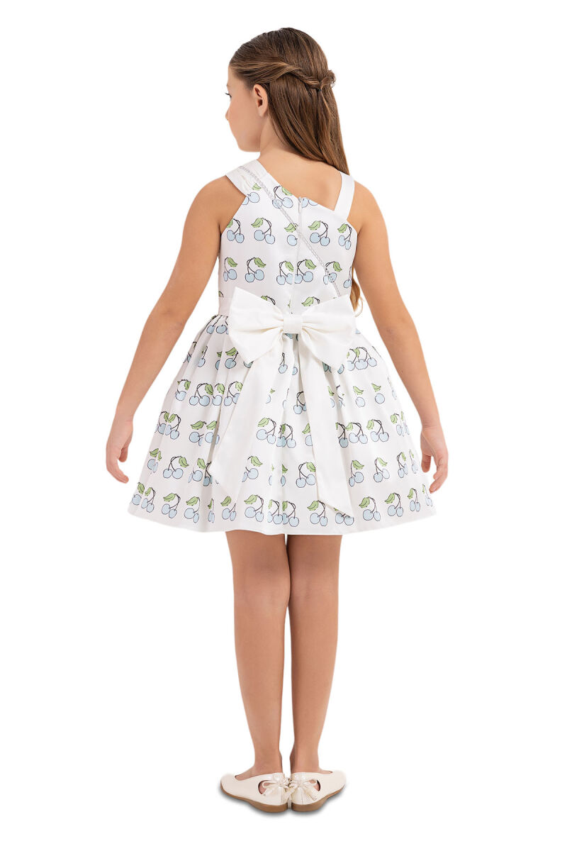 Blue Dress with Cherry for Girls 4-8 AGE 33242PR - 7