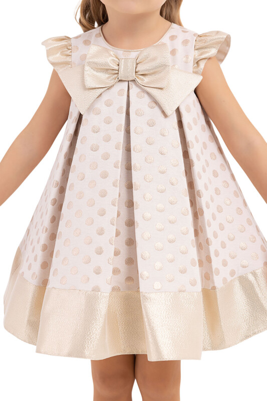 Beige Spotted, dress for girls 6-18 MONTH 33178PR - 5