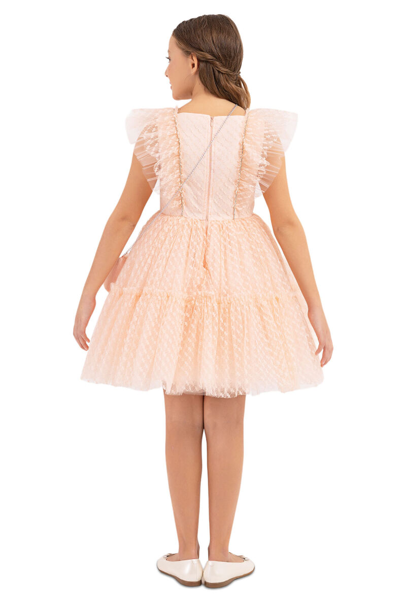 Salmon Ruffled Dress for Girls 8-12 AGE 33326PR - 7