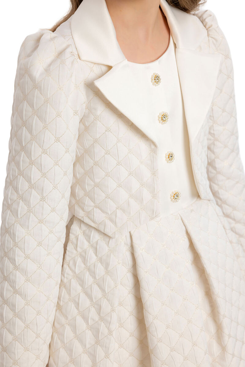 Ecru Girls Quilted Jacquard Jacket Set 8-12 AGE 34373PR - 4