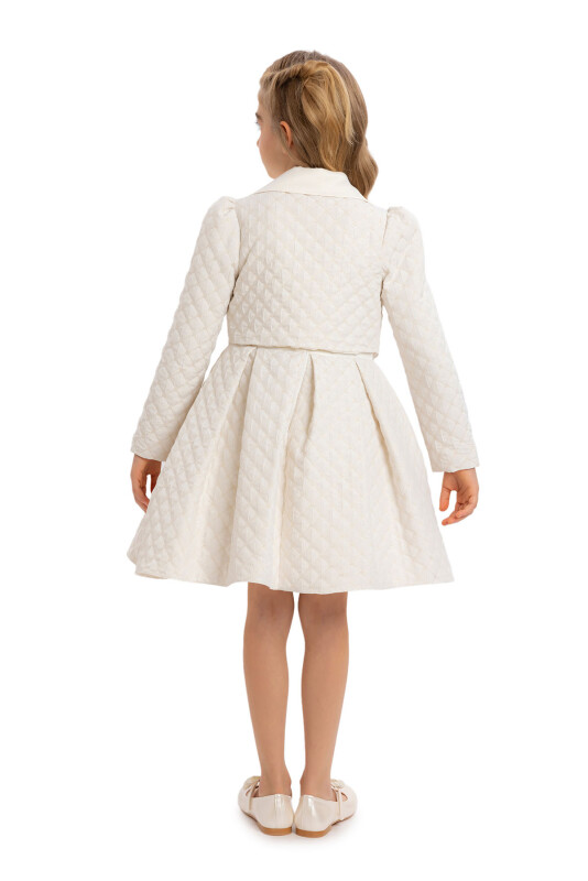 Ecru Girls Quilted Jacquard Jacket Set 8-12 AGE 34373PR - 5