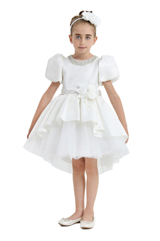 Ecru Layered Skirted Dress 4-8 AGE 33044PR - 2
