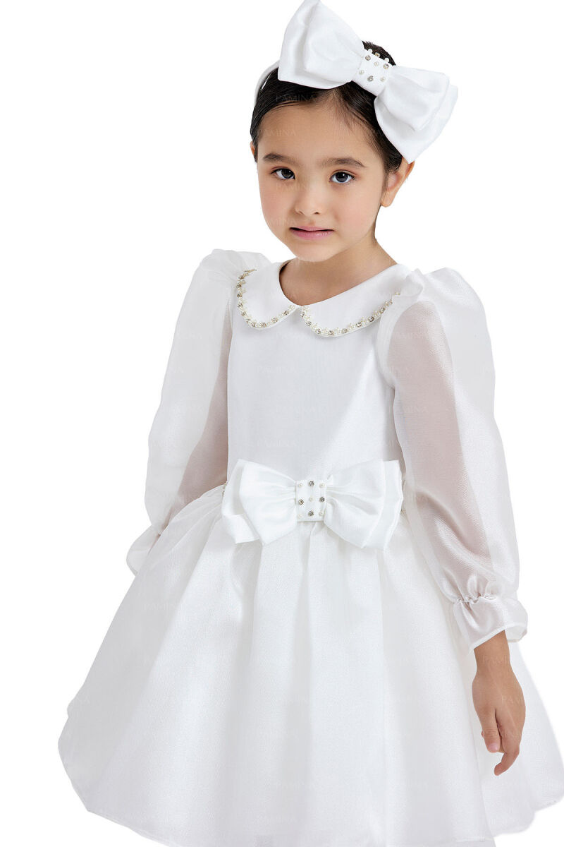 Ecru Baby Collared Dress 2-6 AGE 33071PR - 4