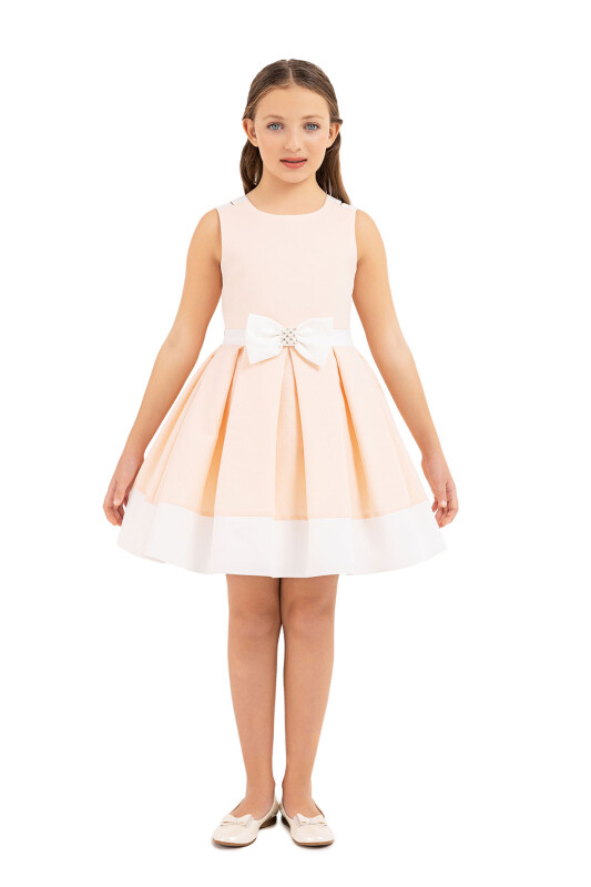 Salmon Strappy dress for girls 8-12 AGE 33216PR - 1