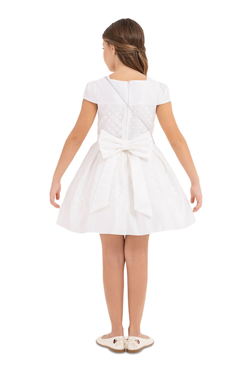 Ecru Square-collar dress for girls 4-8 AGE 33224PR - 7