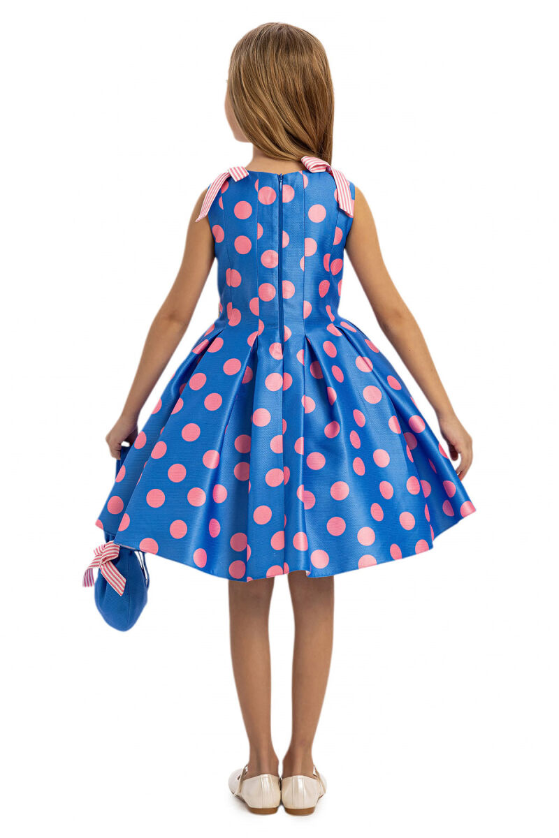 Blue Polka Dot Dress with Matching Bag 3-7 AGE 35316PR - 9