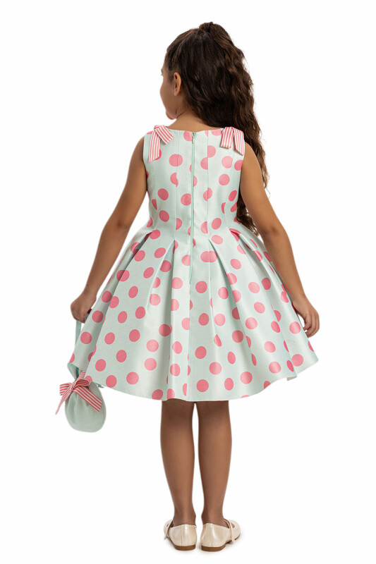 Mint Polka Dot Dress with Matching Bag 3-7 AGE 35316PR - 5