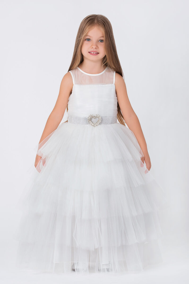 Ecru Girls Maxi Tulle Dress 3-7 AGE 35060PR - 1
