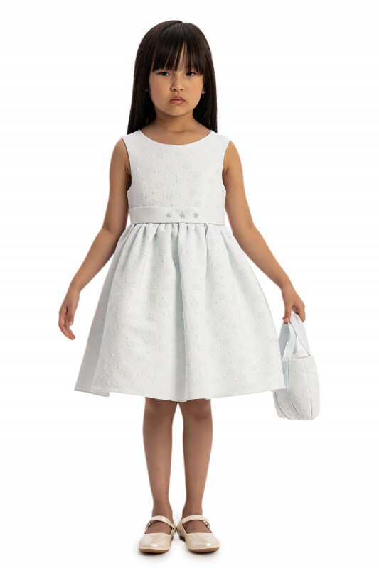 Blue Dress Set with Bolero and Matching Bag 3-7 AGE 35353PR - 8