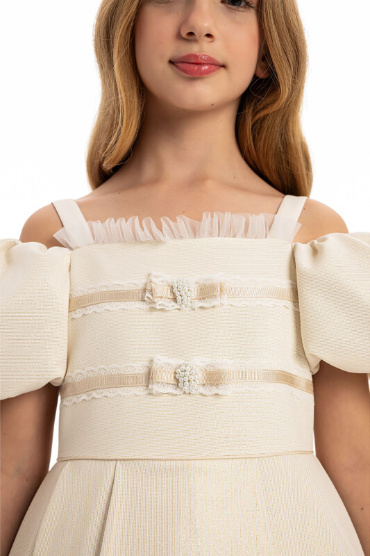 Beige Girls Dress with Bag 8-14 AGE 35198PR - 6