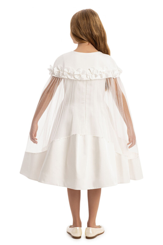 Ecru Girls Dress with Removable Cape 8-14 AGE 35080PR - 7