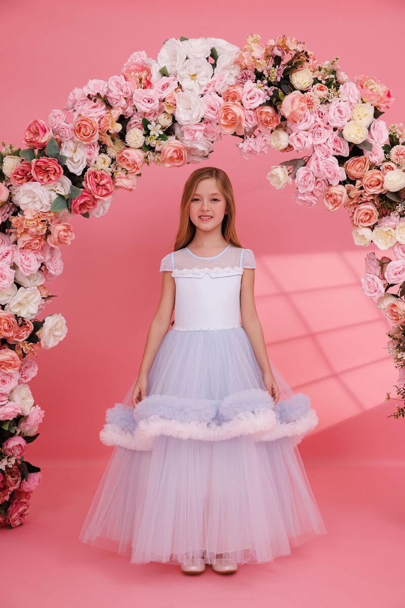 Blue Girls Tulle Dress 3-7 AGE 35096PR - 2