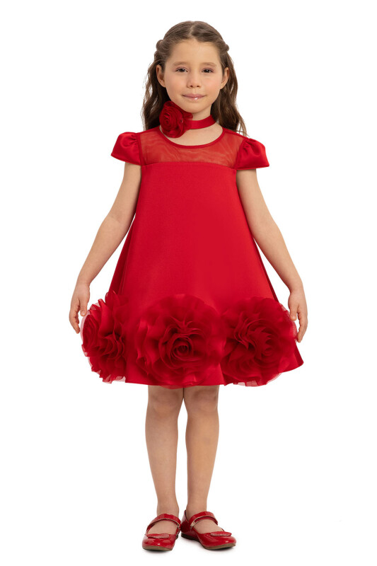 Red Dress with Flower Choker 3-7 AGE 35113PR 