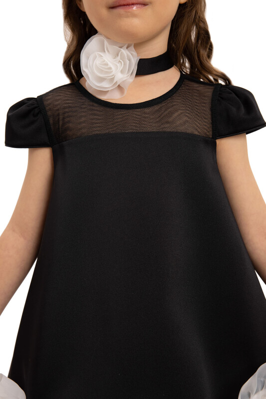 Black Dress with Flower Choker 3-7 AGE 35113PR - 7