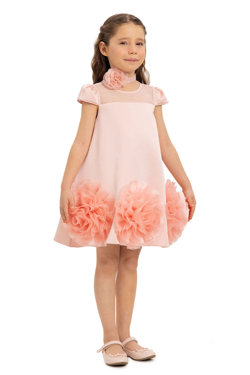 Powder Dress with Flower Choker 3-7 AGE 35113PR - 2