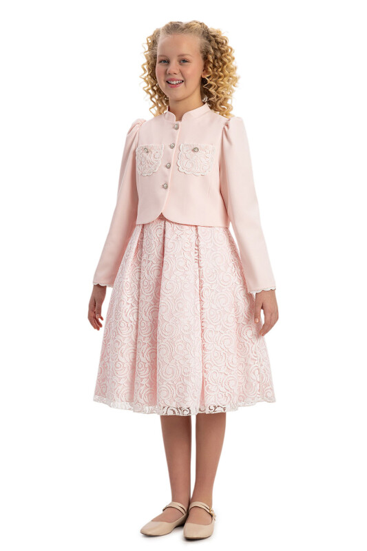 Powder Lace Dress with Bolero 8-14 AGE 35339PR - 2