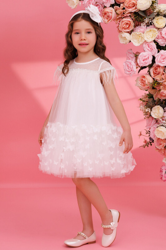 Ecru Girls Butterfly Tulle Dress 3-7 AGE 35107PR 