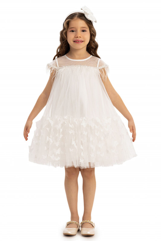 Ecru Girls Butterfly Tulle Dress 3-7 AGE 35107PR - 4