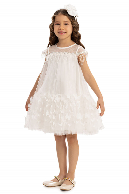 Ecru Girls Butterfly Tulle Dress 3-7 AGE 35107PR - 5