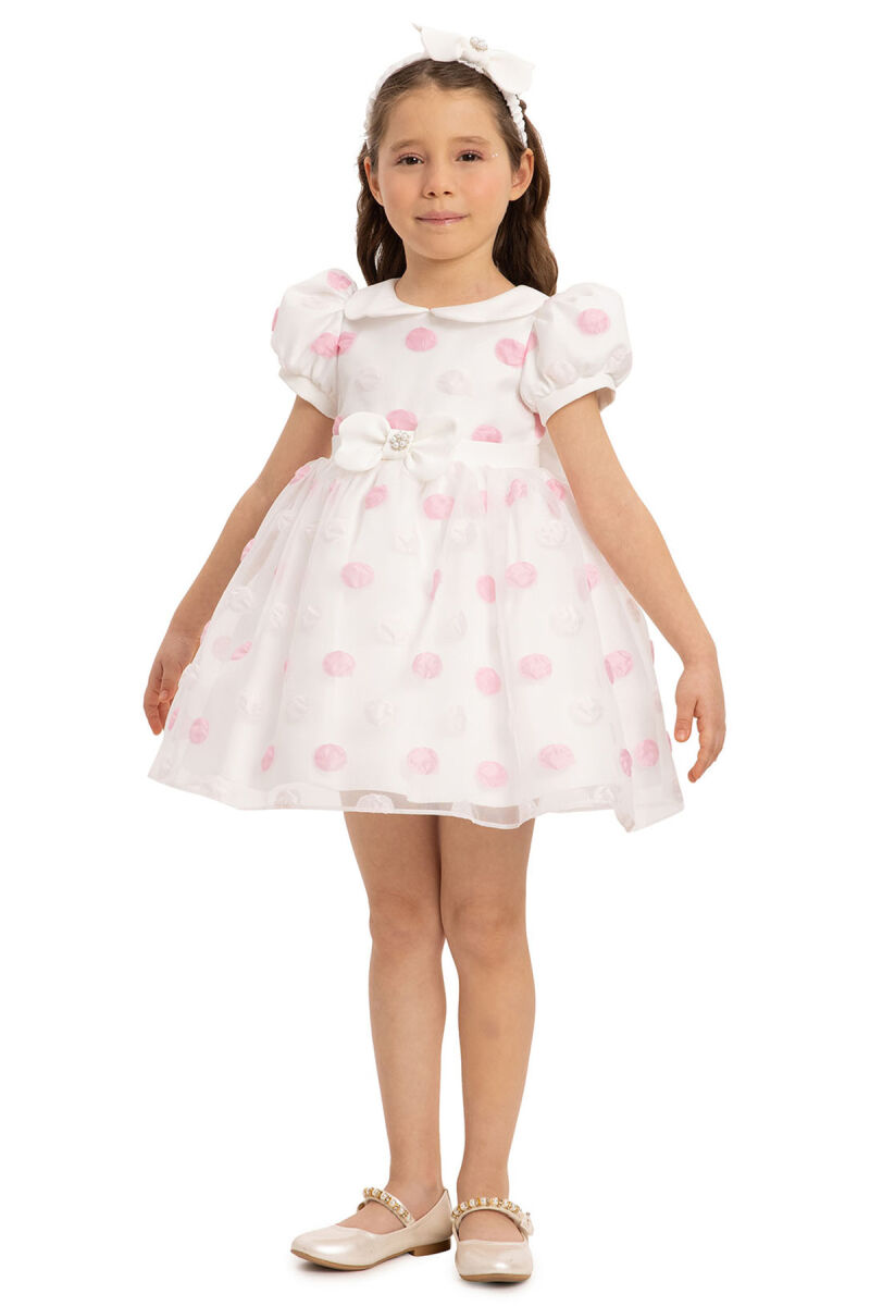 Powder Polka Dot Baby Dress with Hair Accessory 6-24 MONTH 35420PR - 2