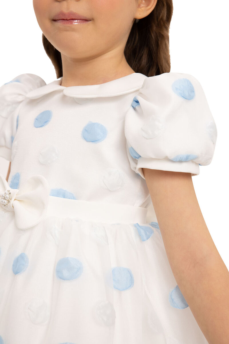 Blue Polka Dot Baby Dress with Hair Accessory 6-24 MONTH 35420PR - 5