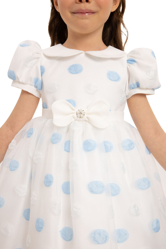 Blue Polka Dot Baby Dress with Hair Accessory 6-24 MONTH 35420PR - 7